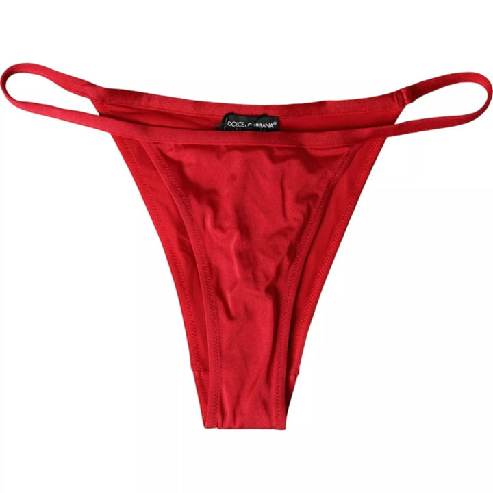 Dolce &amp; Gabbana Roter Nylon Stretch Beachwear Bademode Unterteil Bikini