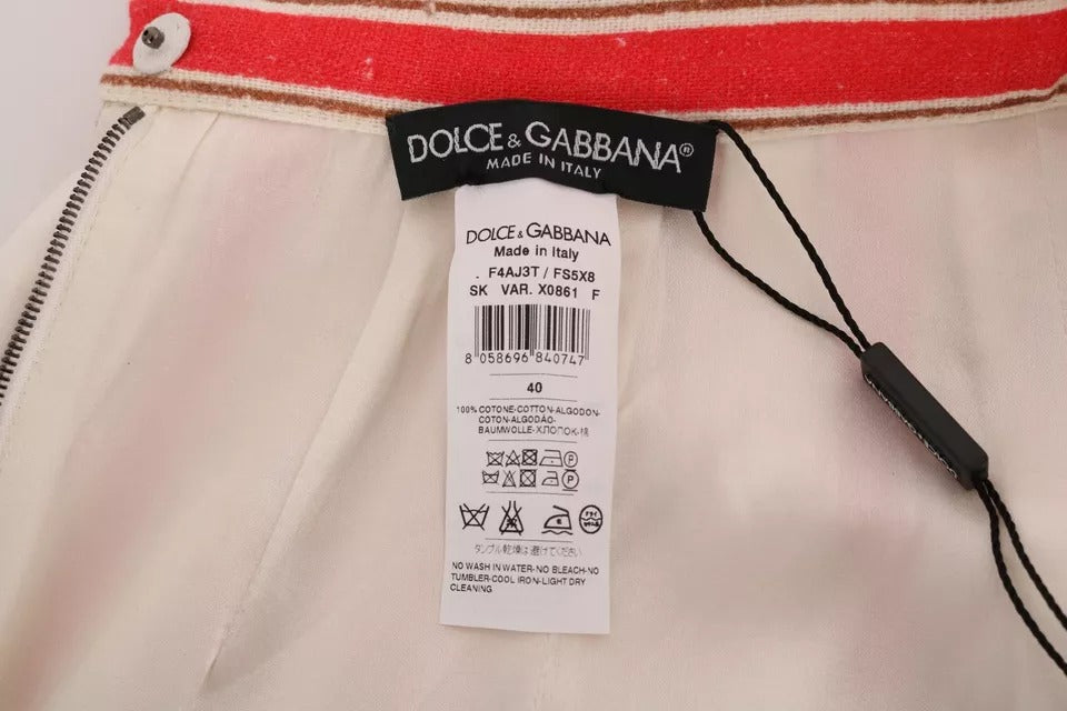 Jupe midi en coton à rayures Portofino multicolores Dolce &amp; Gabbana