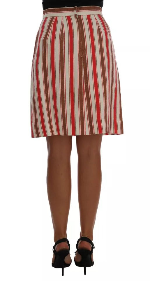 Jupe midi en coton à rayures Portofino multicolores Dolce &amp; Gabbana