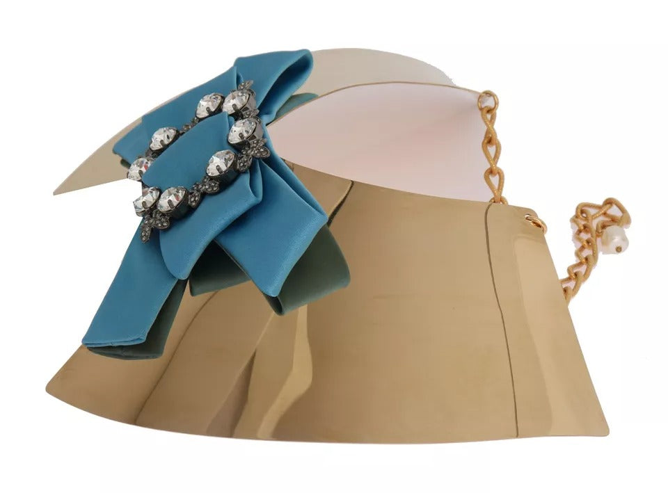 Dolce &amp; Gabbana – Runway-Halskette mit goldener Schleife und Kristallverzierung