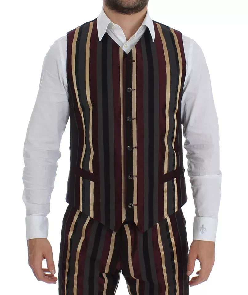 Costume 3 pièces slim fit à rayures multicolores Dolce &amp; Gabbana