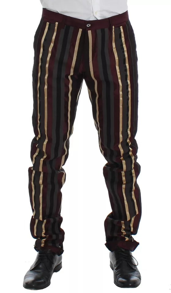 Costume 3 pièces slim fit à rayures multicolores Dolce &amp; Gabbana