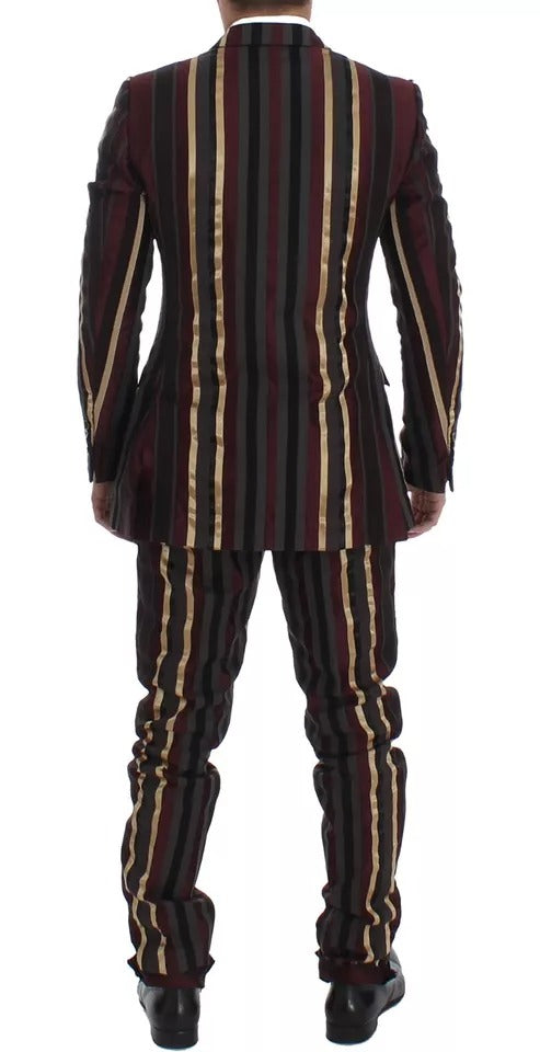 Costume 3 pièces slim fit à rayures multicolores Dolce &amp; Gabbana