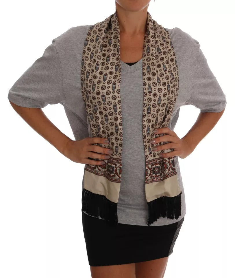 T-shirt haut foulard en soie et coton gris Dolce &amp; Gabbana