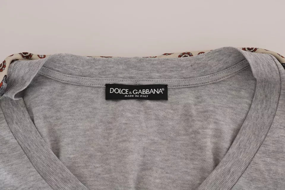 T-shirt haut foulard en soie et coton gris Dolce &amp; Gabbana