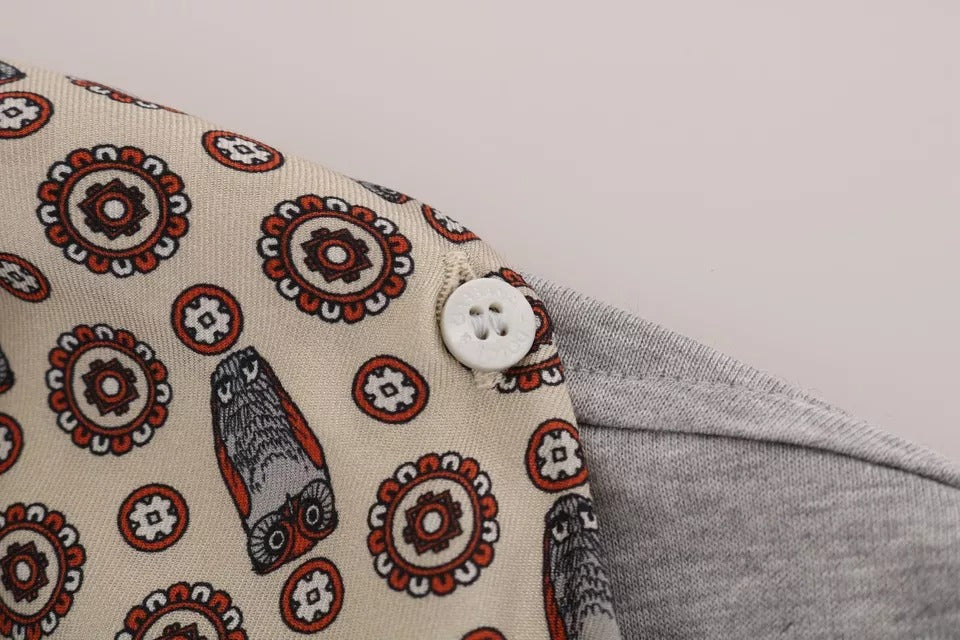 T-shirt haut foulard en soie et coton gris Dolce &amp; Gabbana