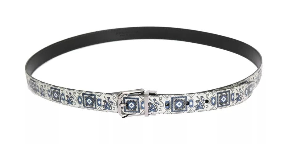 Coffret cadeau ceinture en cuir et nœud papillon en soie blanc et bleu Dolce &amp; Gabbana