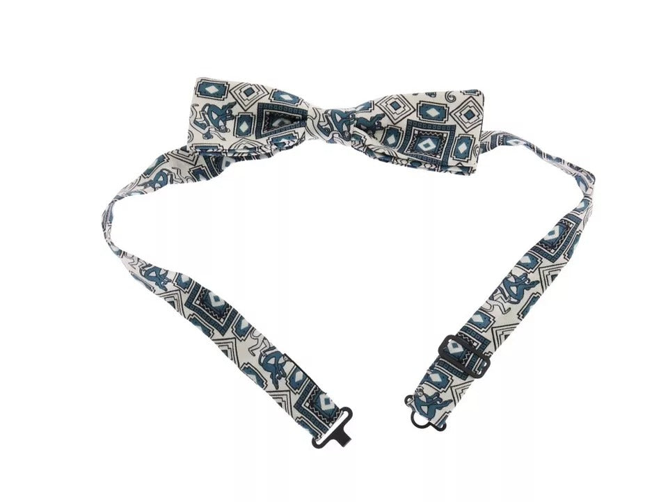Coffret cadeau ceinture en cuir et nœud papillon en soie blanc et bleu Dolce &amp; Gabbana