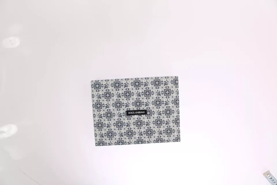 Coffret cadeau ceinture en cuir et nœud papillon en soie blanc et bleu Dolce &amp; Gabbana