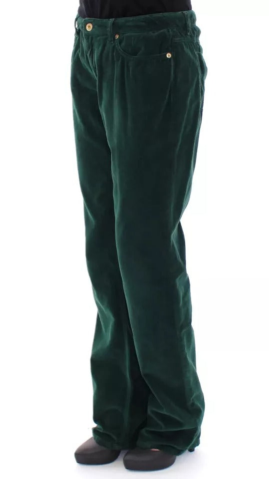 Pantalon slim en velours côtelé de coton vert Dolce &amp; Gabbana D&amp;G