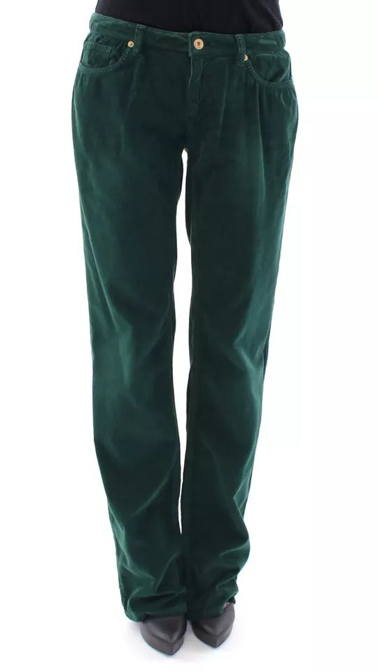 Pantalon slim en velours côtelé de coton vert Dolce &amp; Gabbana D&amp;G