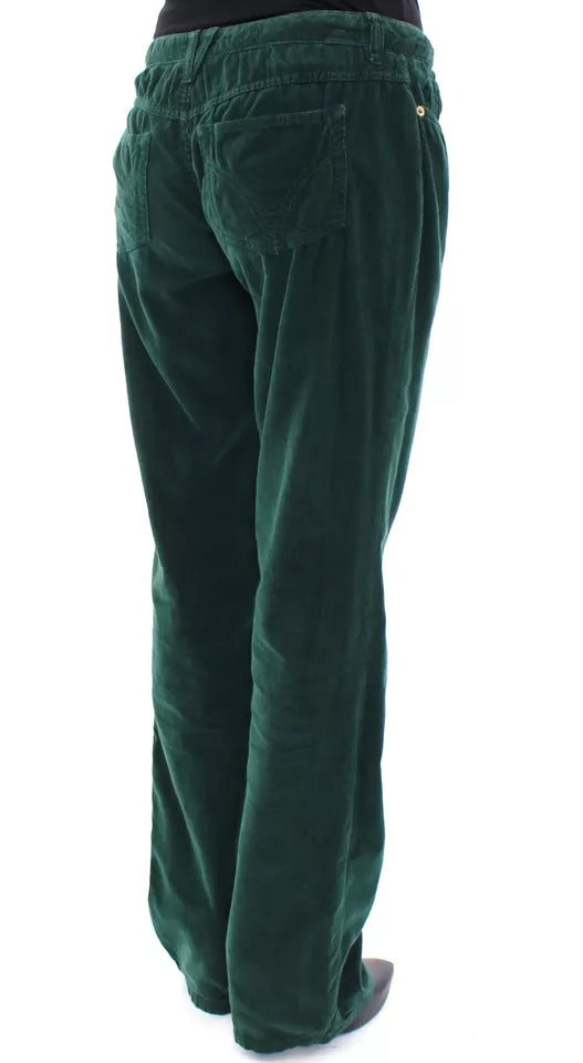Pantalon slim en velours côtelé de coton vert Dolce &amp; Gabbana D&amp;G