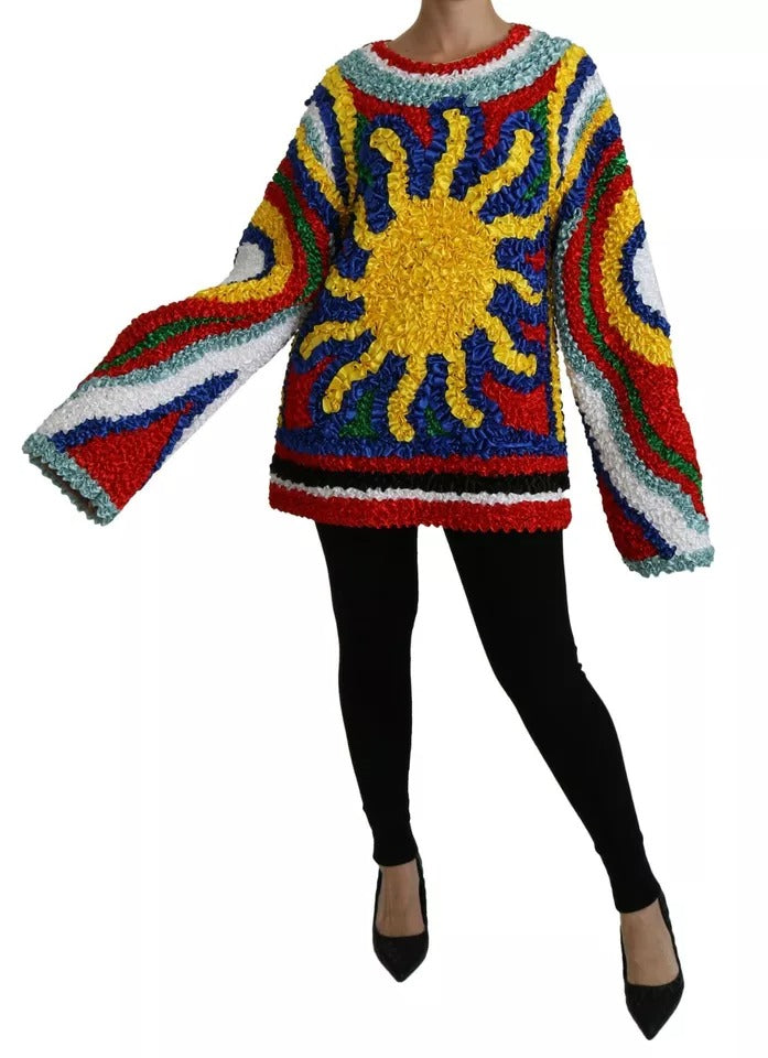 Dolce &amp; Gabbana Mehrfarbiger Blusenpullover mit Rüschen