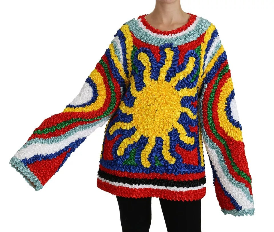 Dolce &amp; Gabbana Mehrfarbiger Blusenpullover mit Rüschen