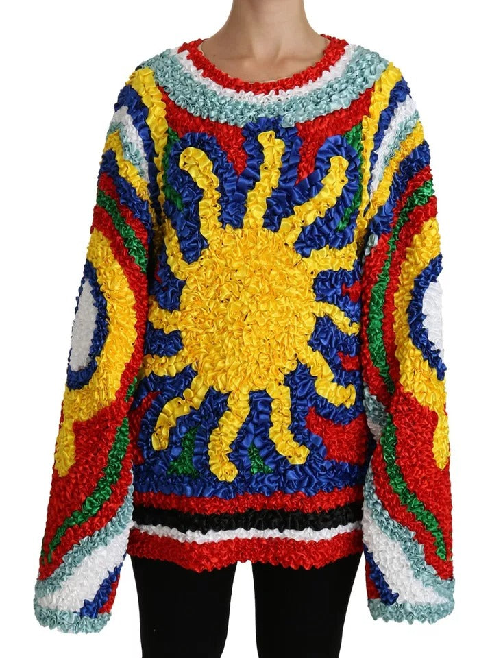 Dolce &amp; Gabbana Mehrfarbiger Blusenpullover mit Rüschen