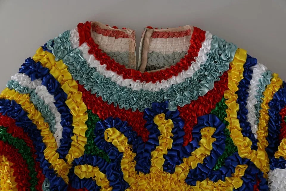 Dolce &amp; Gabbana Mehrfarbiger Blusenpullover mit Rüschen
