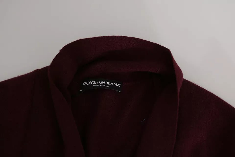 Pull cardigan couronne en cachemire bordeaux Dolce &amp; Gabbana
