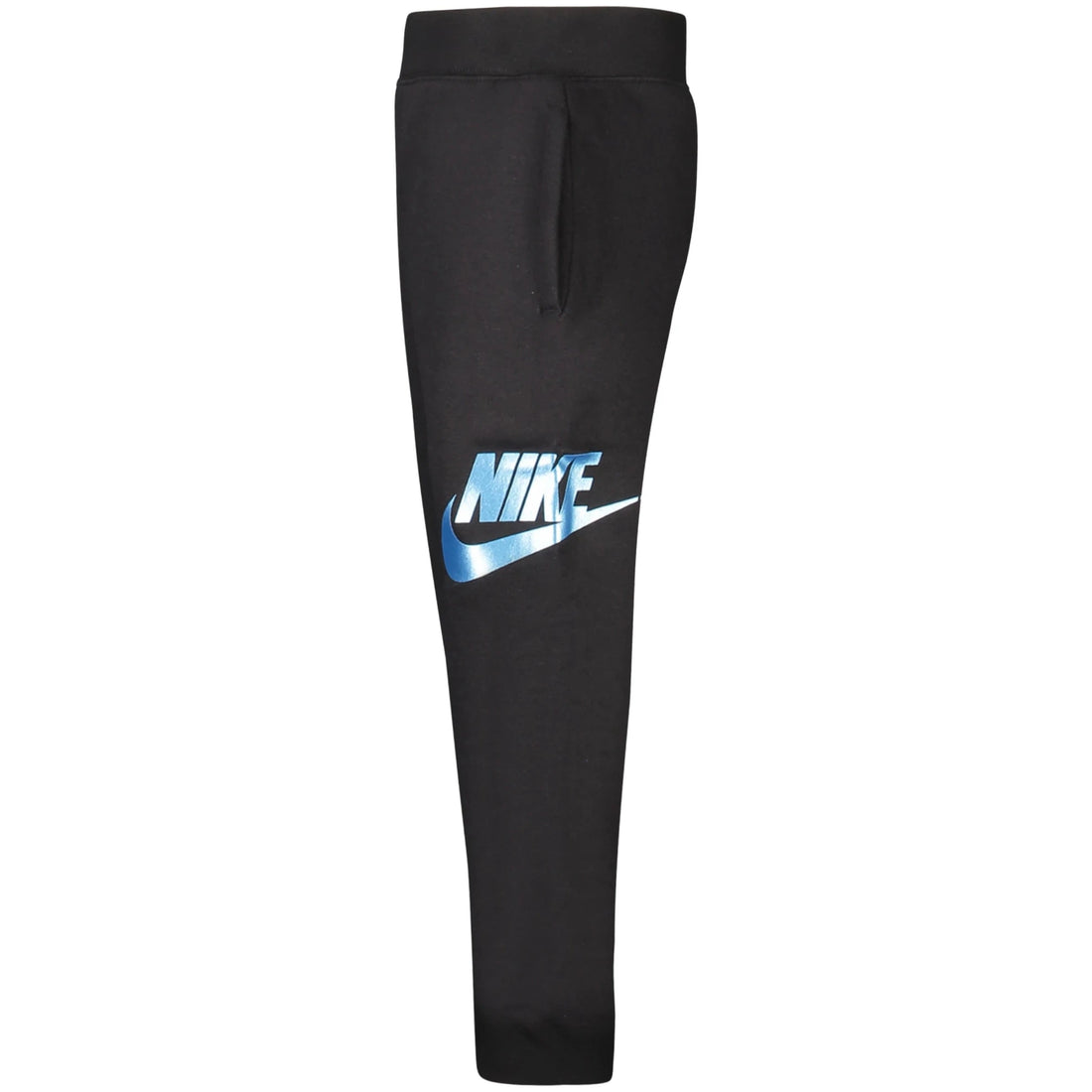 Kids Black Long Track Pants with Elastic Waist and Ankle Cuffs