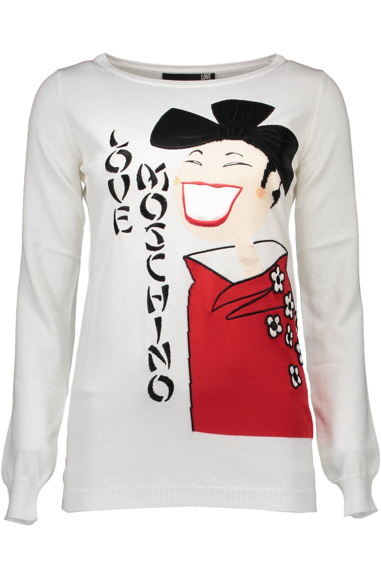 LOVE MOSCHINO WHITE WOMAN SWEATER