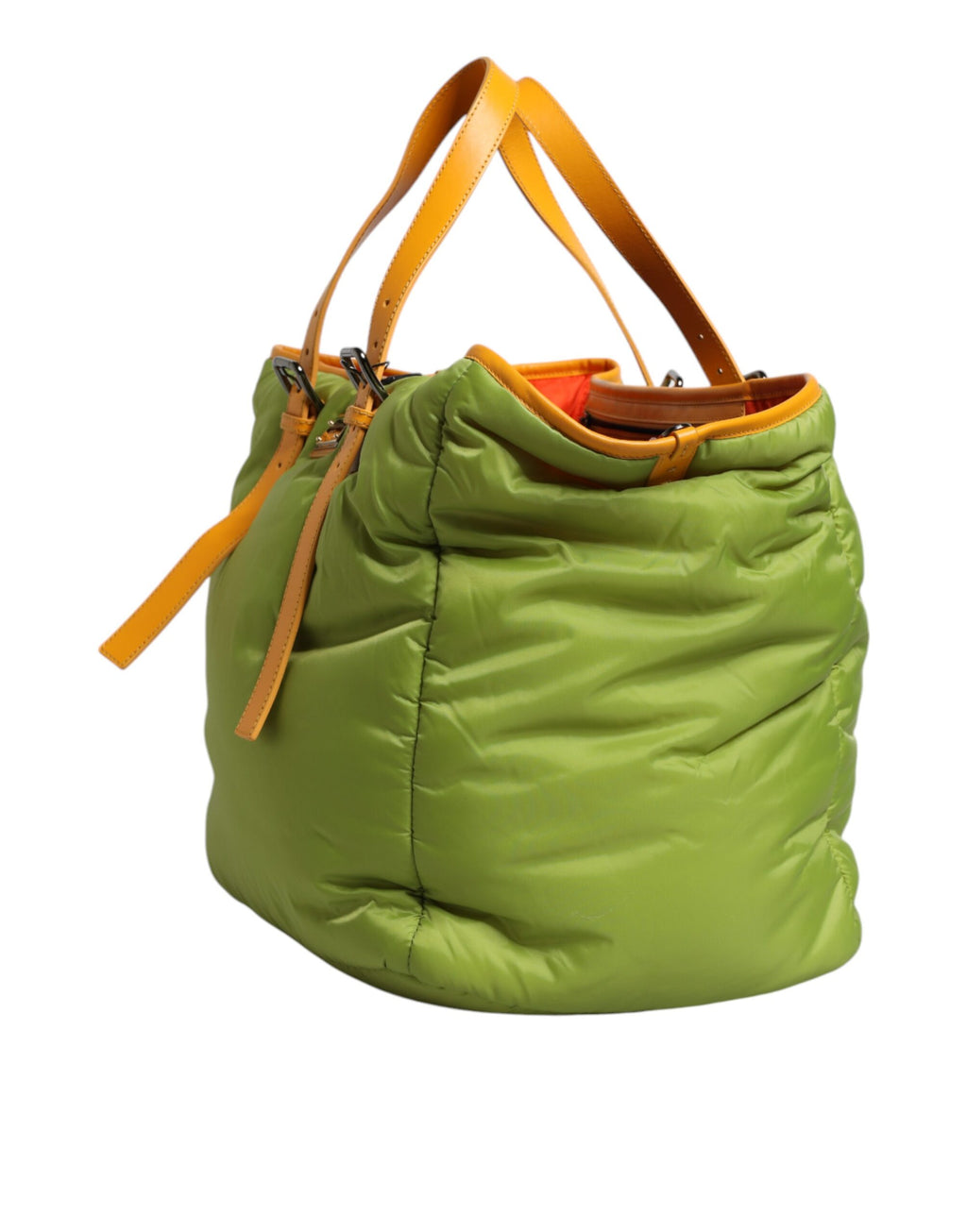 Sac fourre-tout à bandoulière en nylon vert rembourré avec plaque logo Dolce &amp; Gabbana