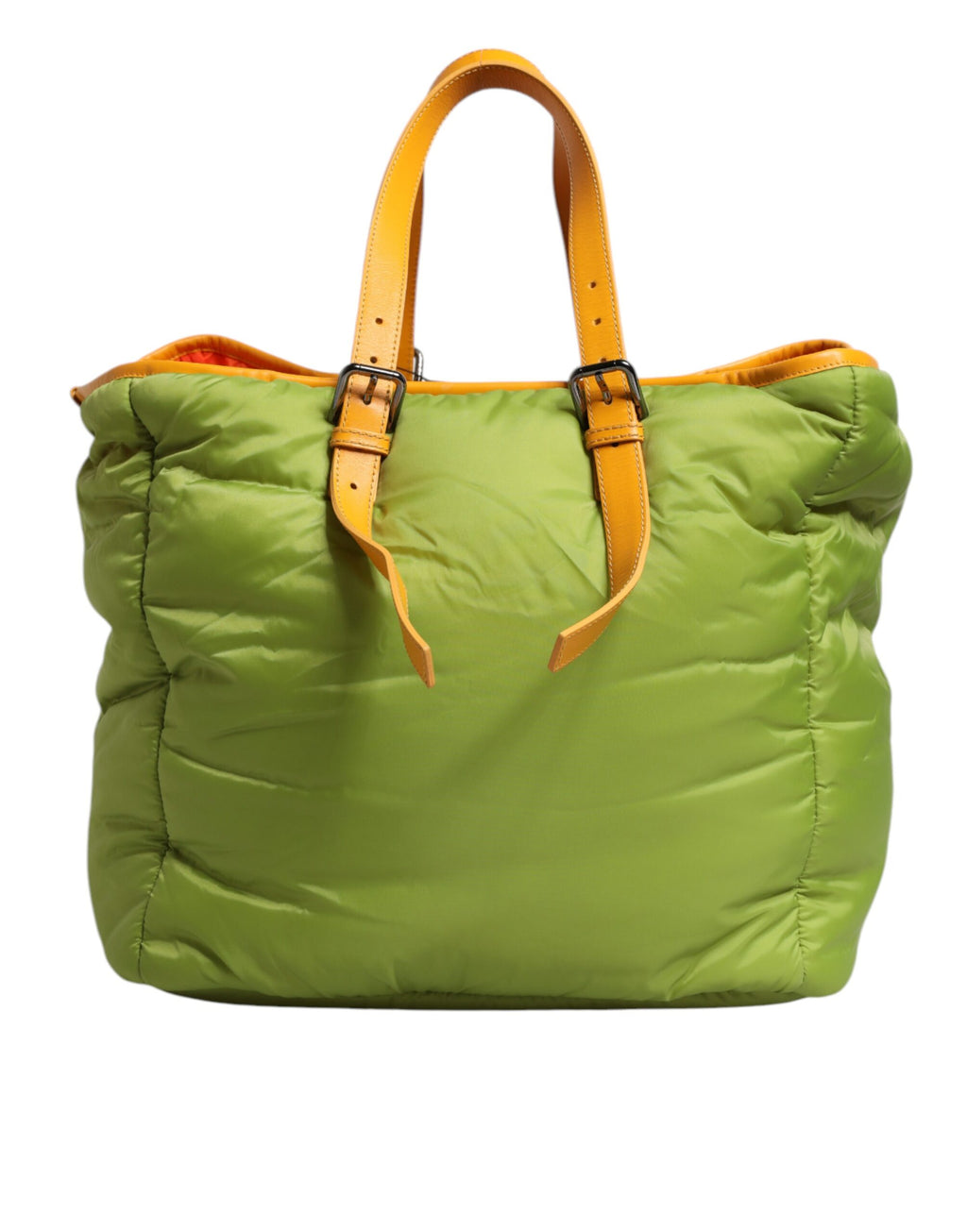 Sac fourre-tout à bandoulière en nylon vert rembourré avec plaque logo Dolce &amp; Gabbana