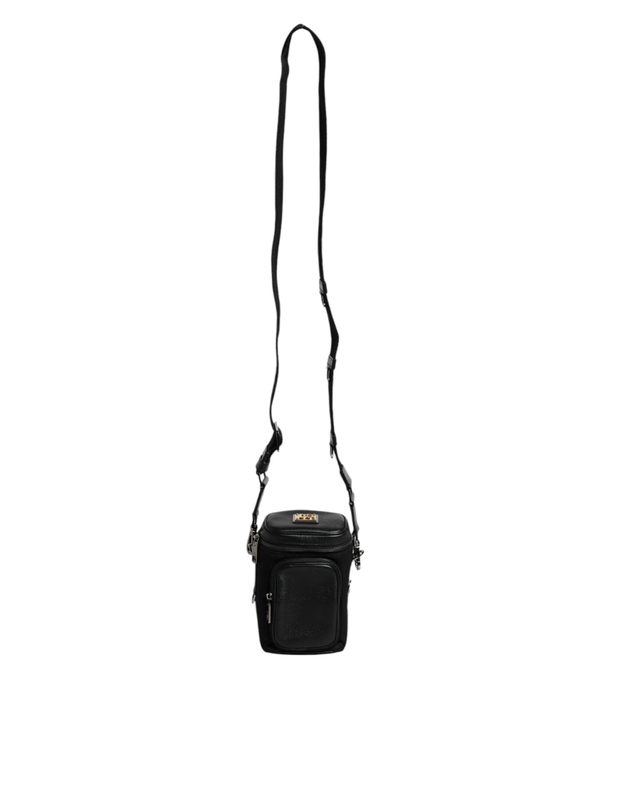 Sac bandoulière en cuir noir avec logo Dolce &amp; Gabbana