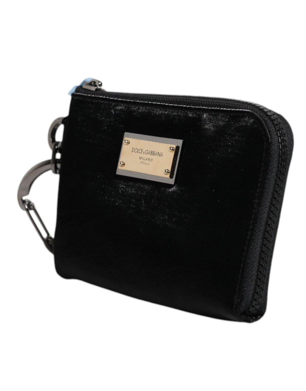 Pochette porte-clés Dolce &amp; Gabbana en nylon noir avec logo
