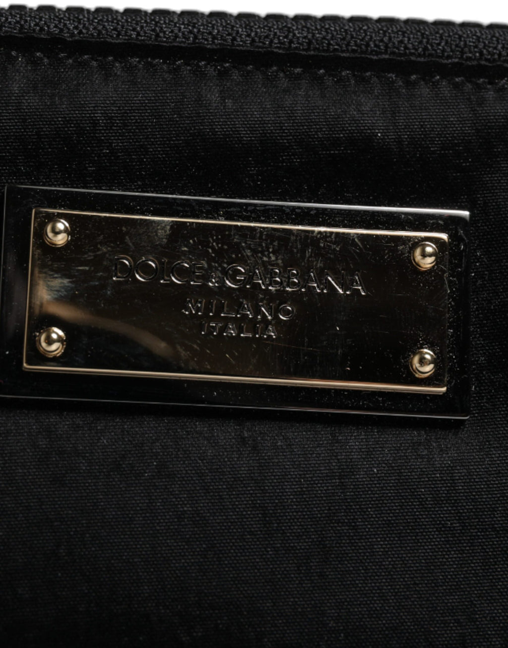 Pochette porte-clés Dolce &amp; Gabbana en nylon noir avec logo