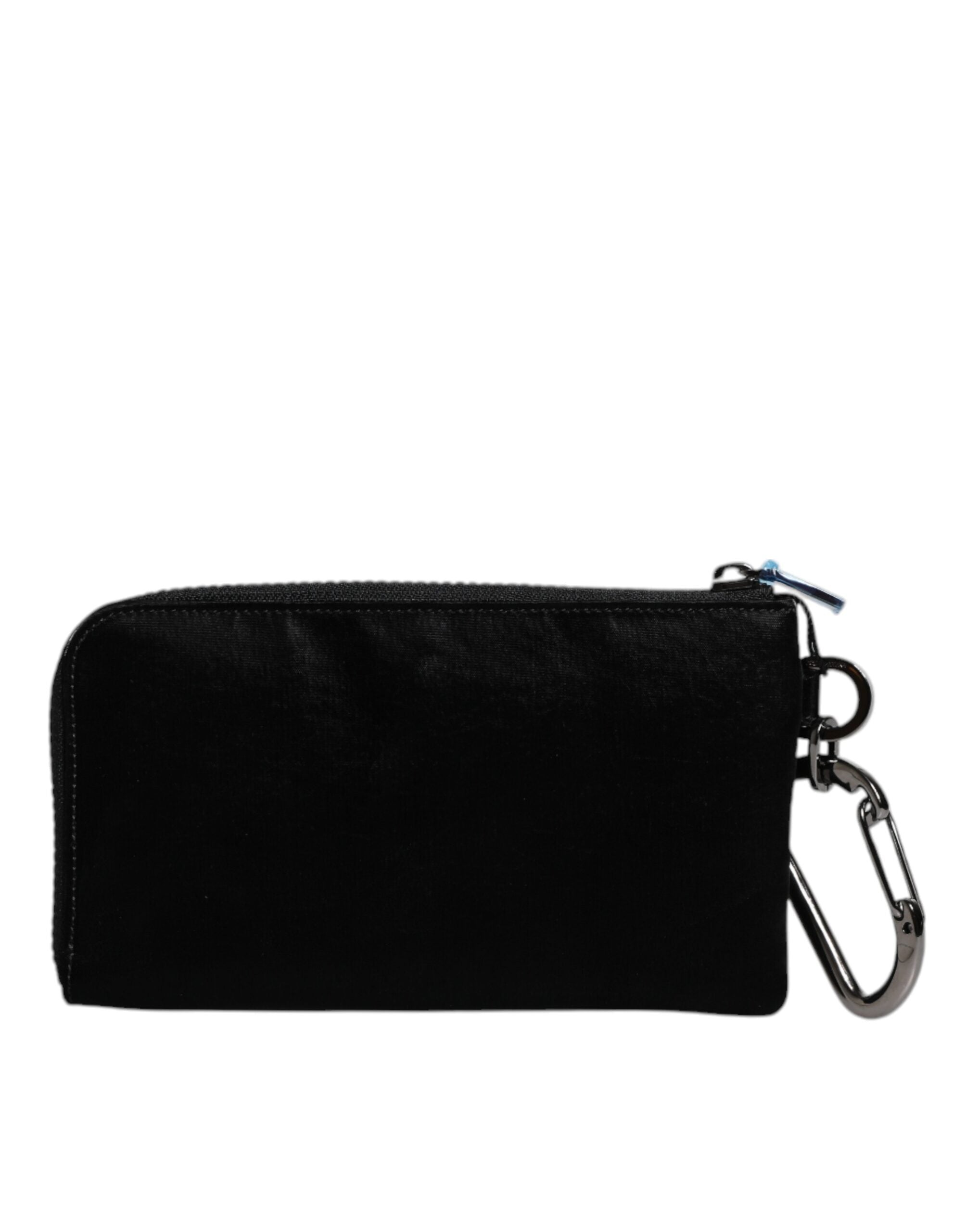 Pochette porte-clés Dolce &amp; Gabbana en nylon noir avec logo