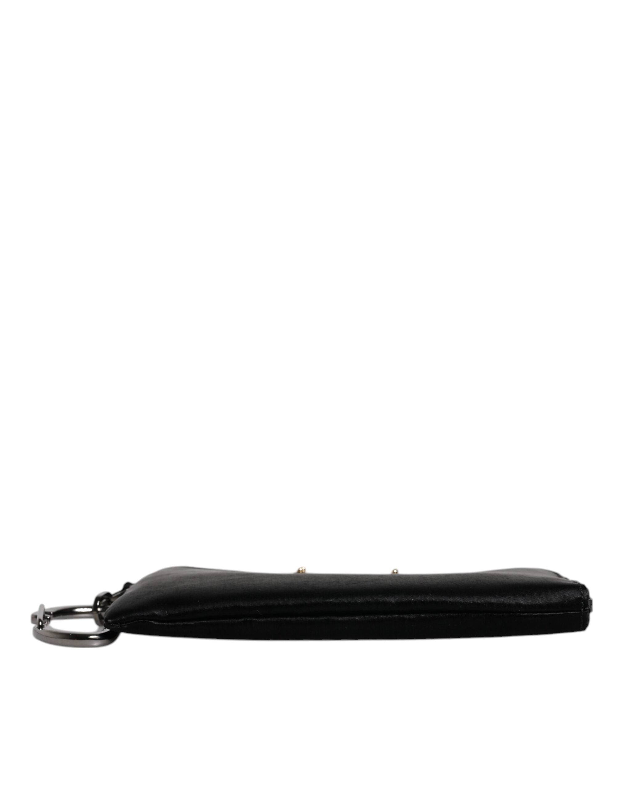 Pochette porte-clés Dolce &amp; Gabbana en nylon noir avec logo