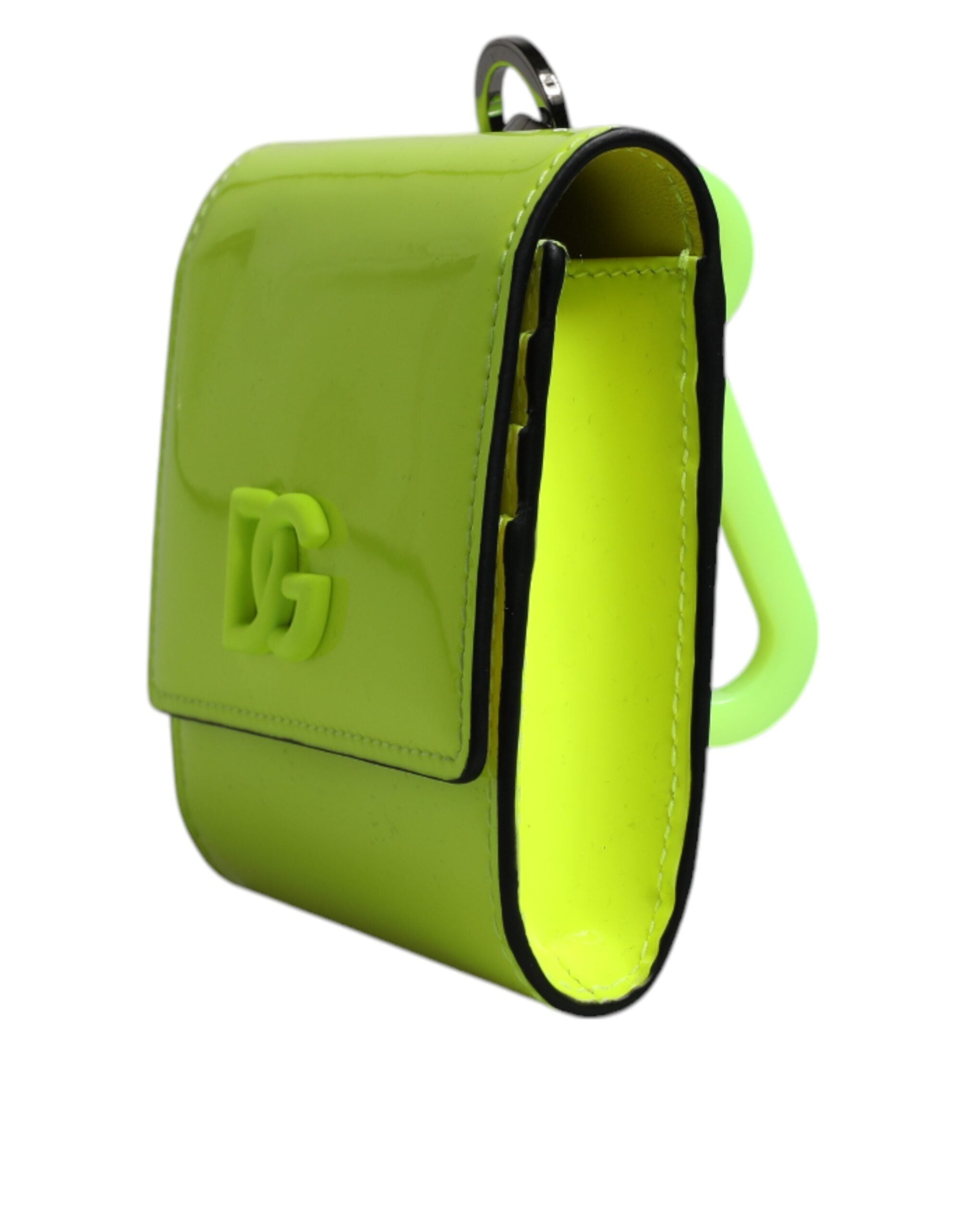 Portefeuille porte-cartes Dolce &amp; Gabbana jaune vert à deux volets avec logo DG et sangle de cou