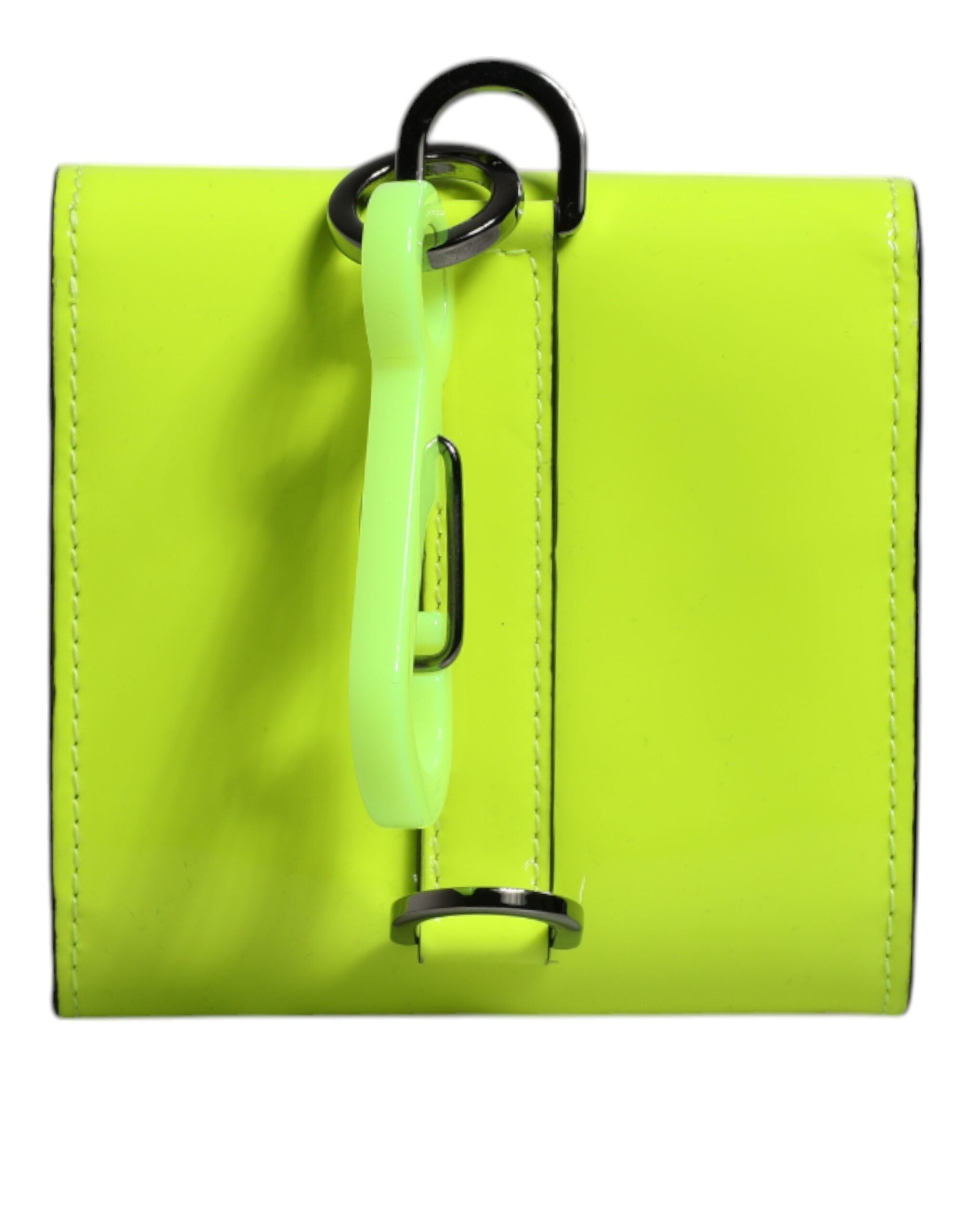 Portefeuille porte-cartes Dolce &amp; Gabbana jaune vert à deux volets avec logo DG et sangle de cou