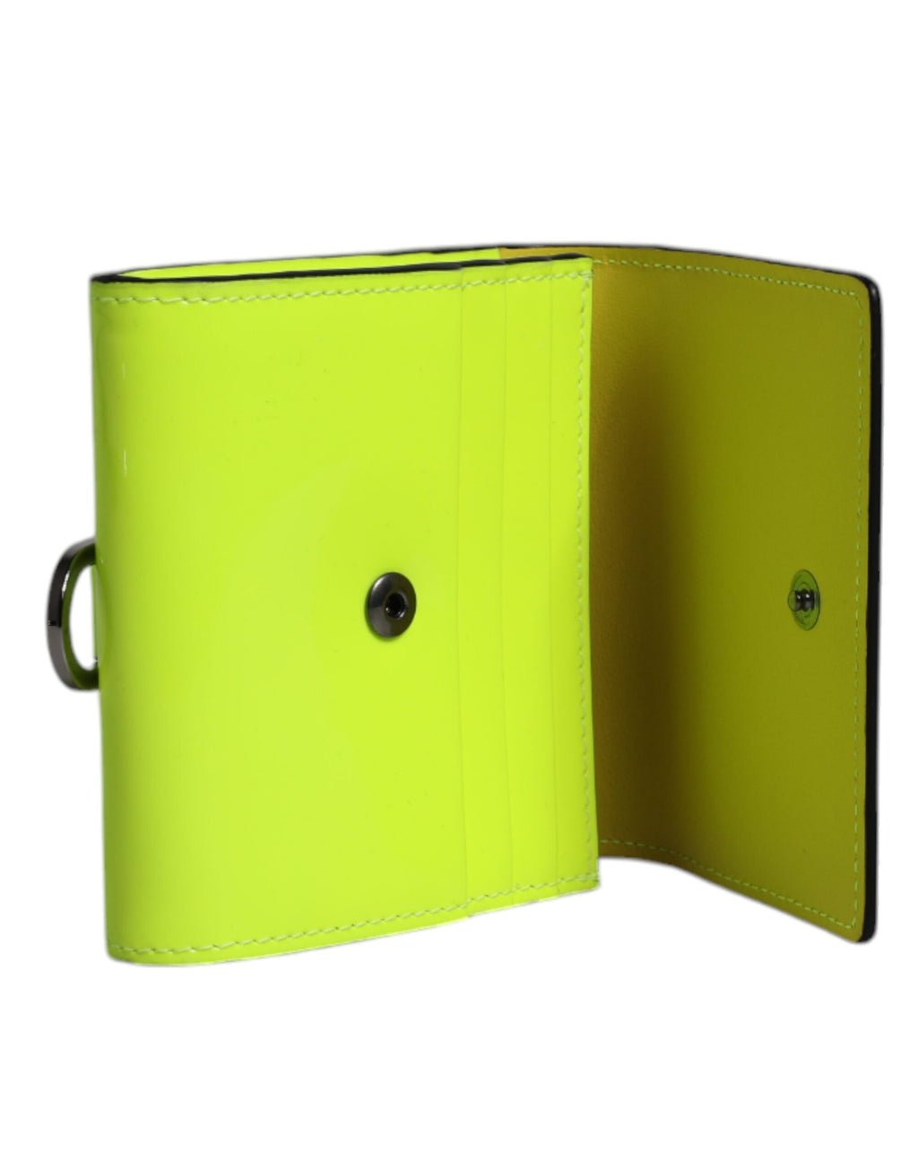 Portefeuille porte-cartes Dolce &amp; Gabbana jaune vert à deux volets avec logo DG et sangle de cou
