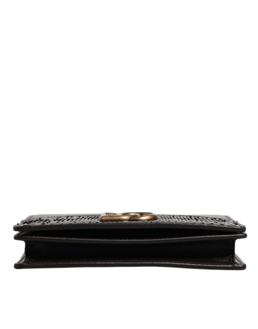 Portefeuille à deux volets en cuir marron Dolce &amp; Gabbana avec logo DG et bandoulière
