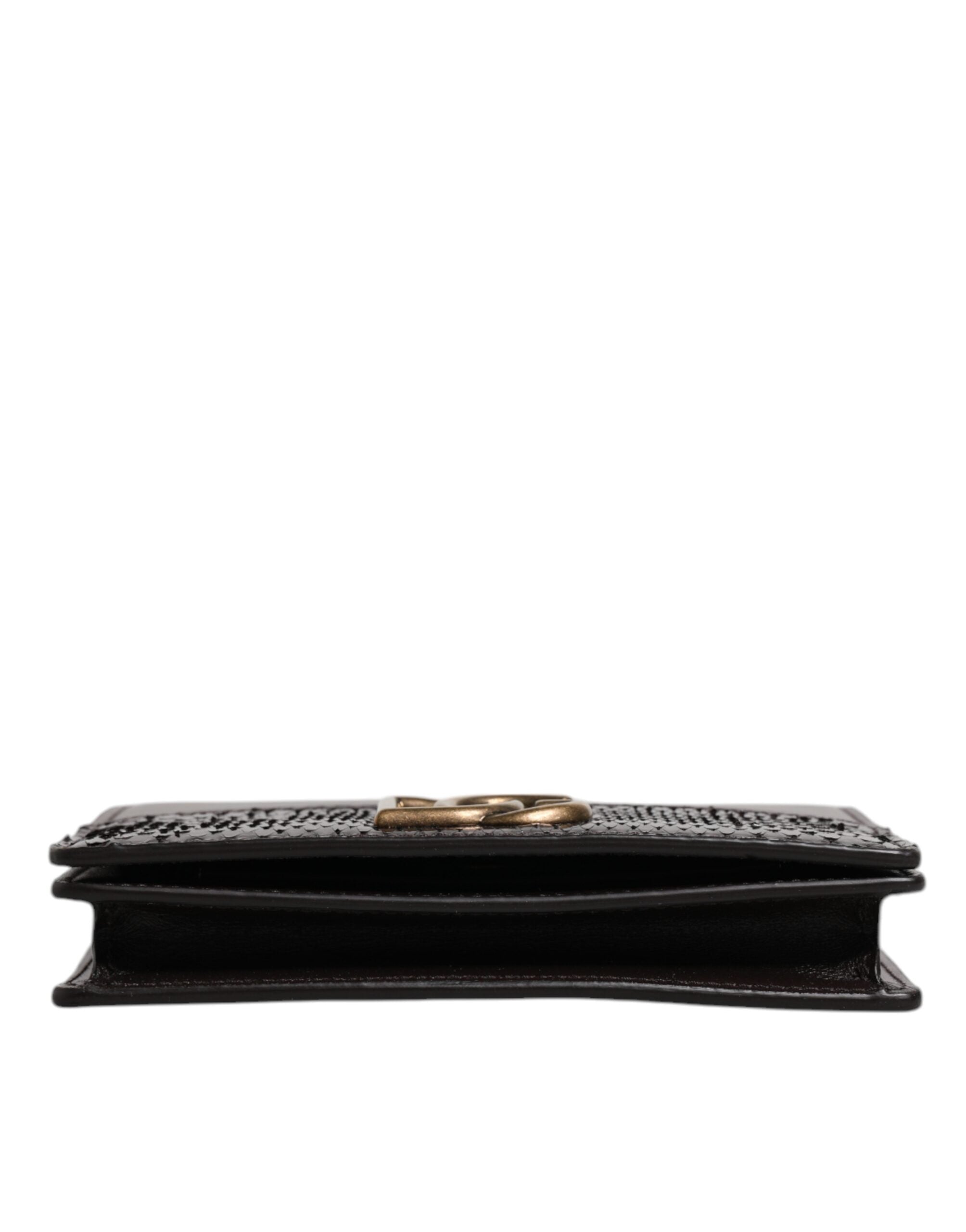 Portefeuille à deux volets en cuir marron Dolce &amp; Gabbana avec logo DG et bandoulière