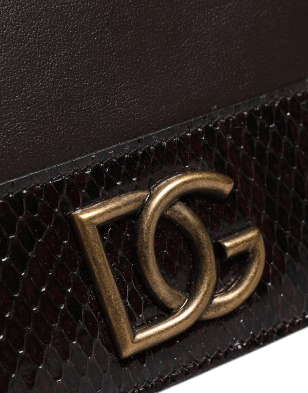 Portefeuille à deux volets en cuir marron Dolce &amp; Gabbana avec logo DG et bandoulière
