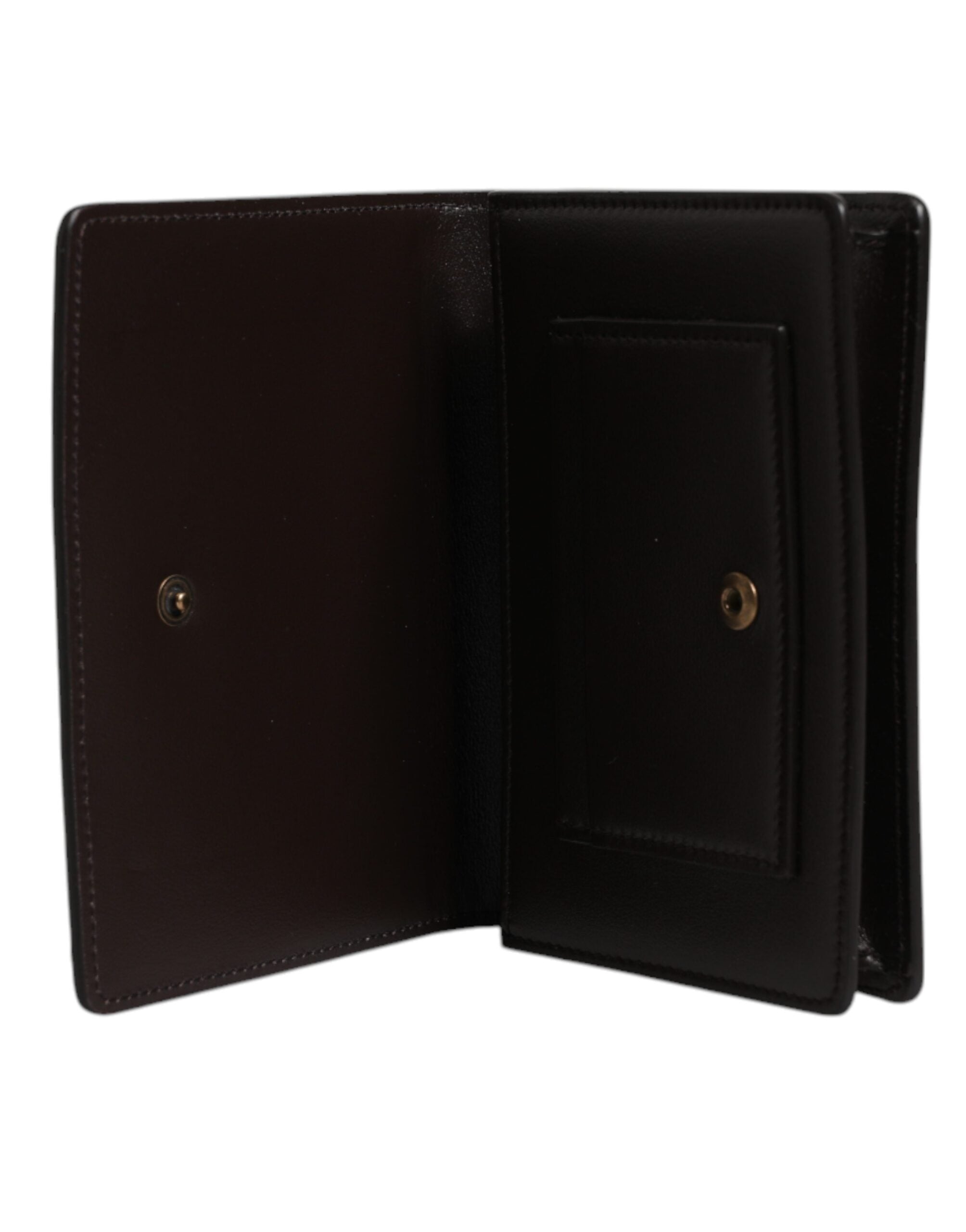 Portefeuille à deux volets en cuir marron Dolce &amp; Gabbana avec logo DG et bandoulière