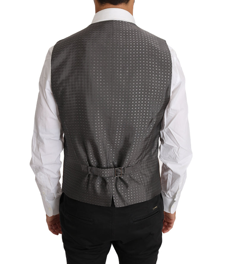Gilet formel Dolce &amp; Gabbana Sleek Bronze et Gris Slim Fit