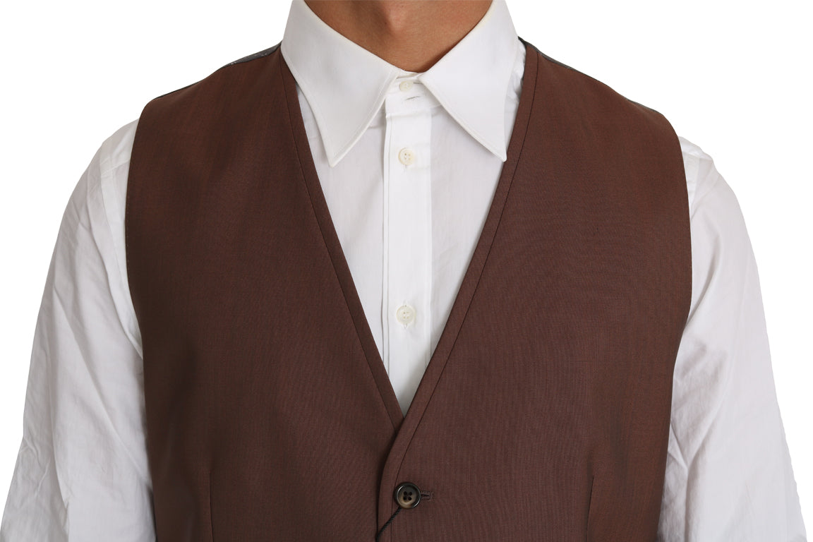 Gilet formel Dolce &amp; Gabbana Sleek Bronze et Gris Slim Fit