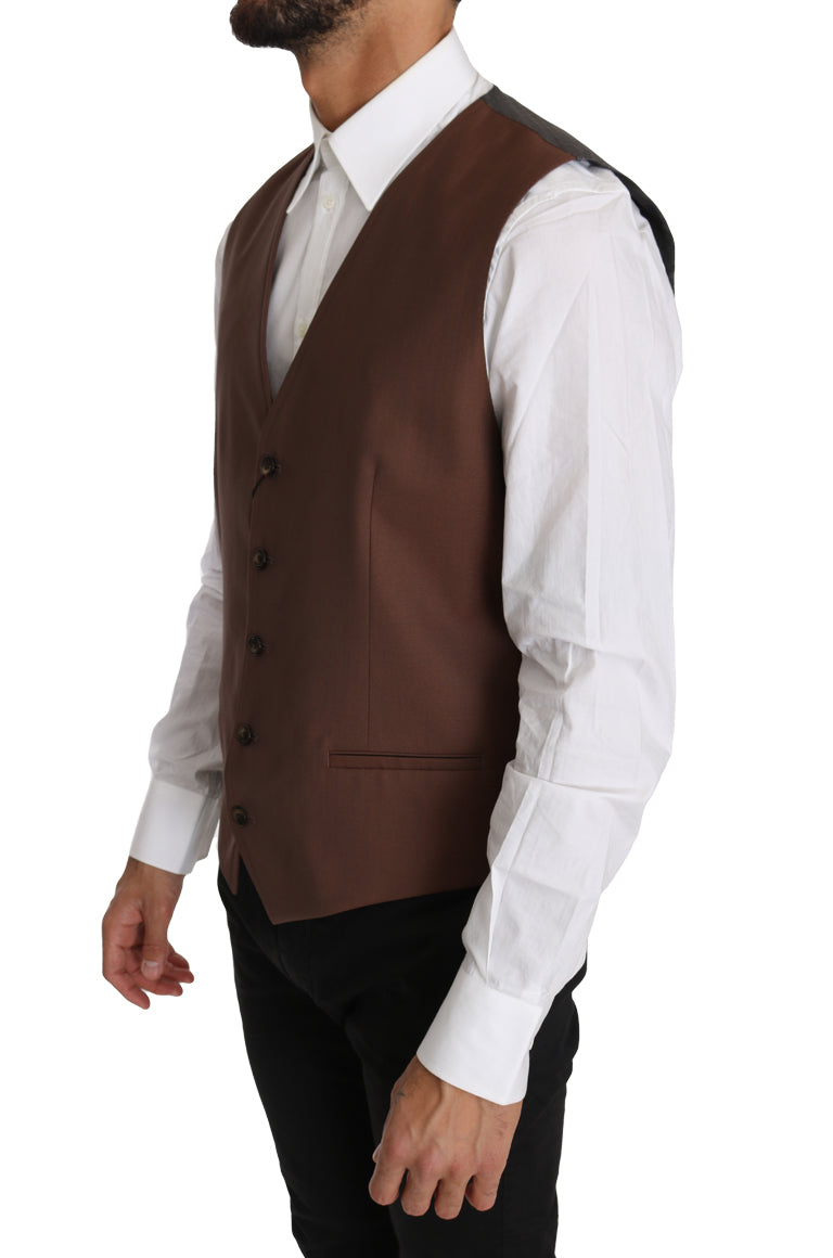 Gilet formel Dolce &amp; Gabbana Sleek Bronze et Gris Slim Fit