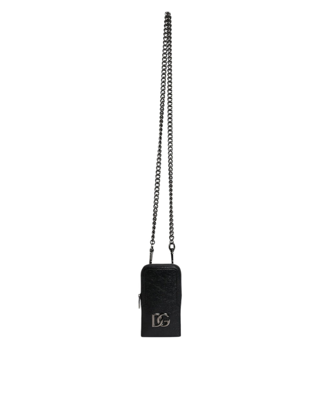 Sac à main en cuir noir Dolce &amp; Gabbana avec bandoulière et chaîne pour téléphone