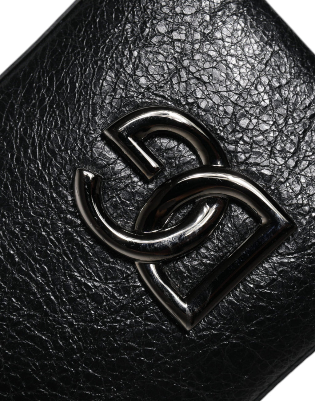 Sac à main en cuir noir Dolce &amp; Gabbana avec bandoulière et chaîne pour téléphone