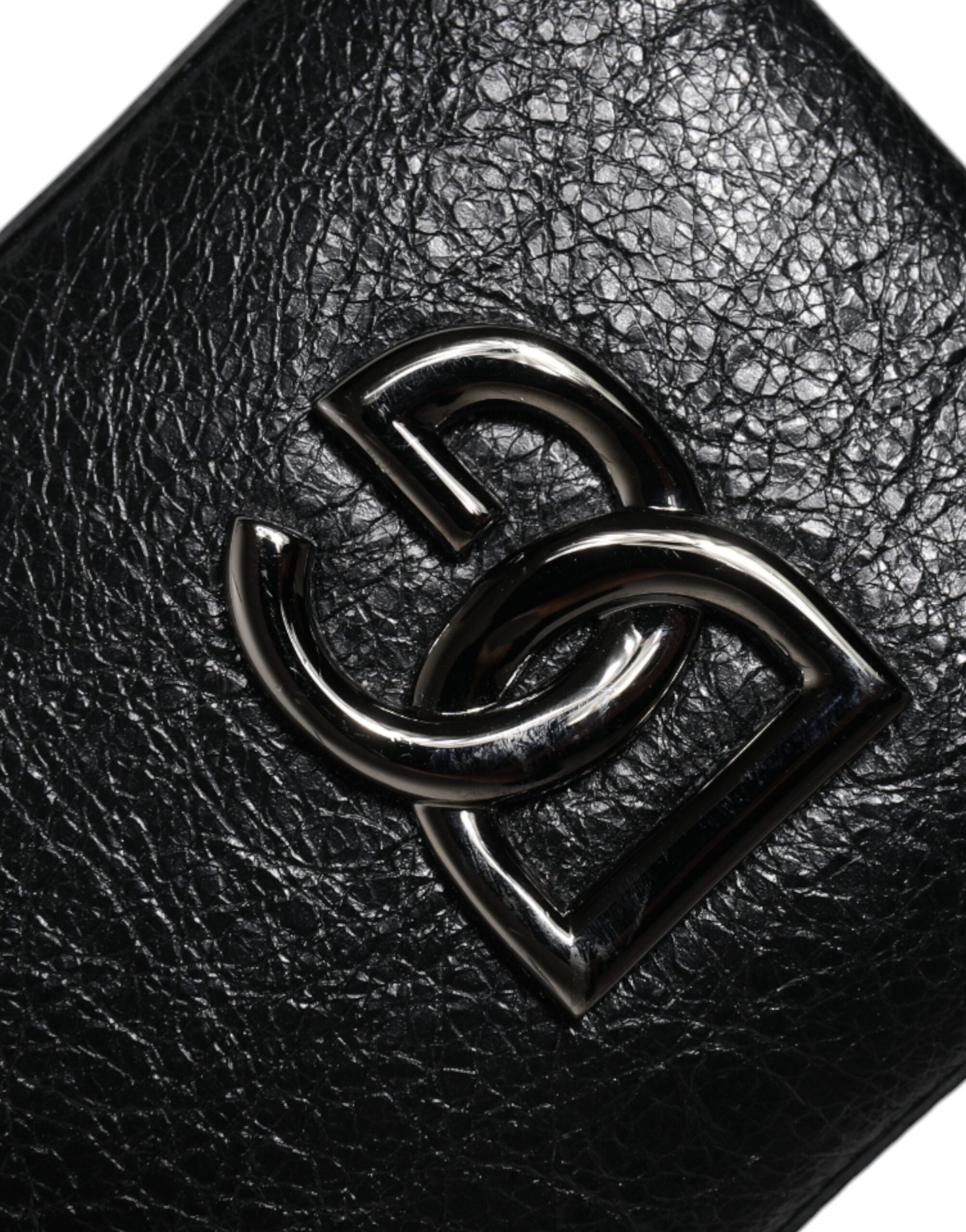 Sac à main en cuir noir Dolce &amp; Gabbana avec bandoulière et chaîne pour téléphone
