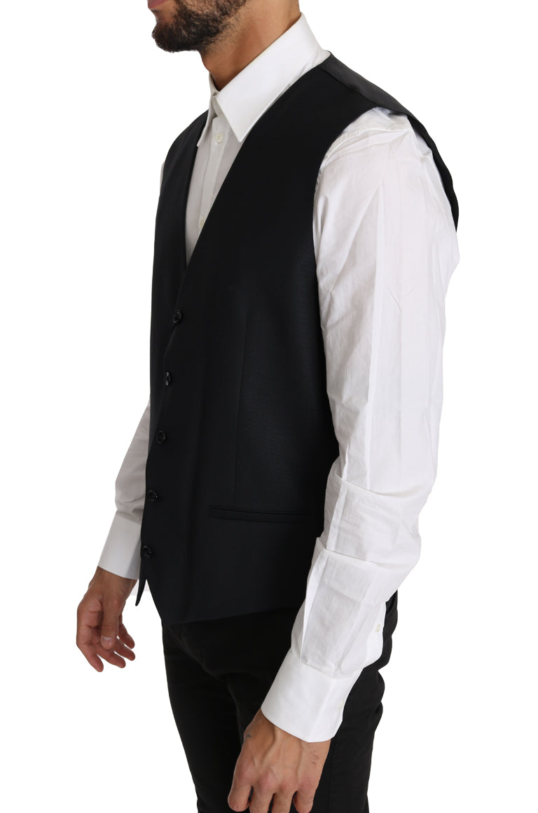 Dolce &amp; Gabbana Élégant gilet gris slim en laine et soie