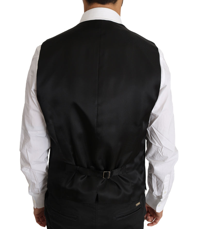 Dolce &amp; Gabbana Élégant gilet gris slim en laine et soie