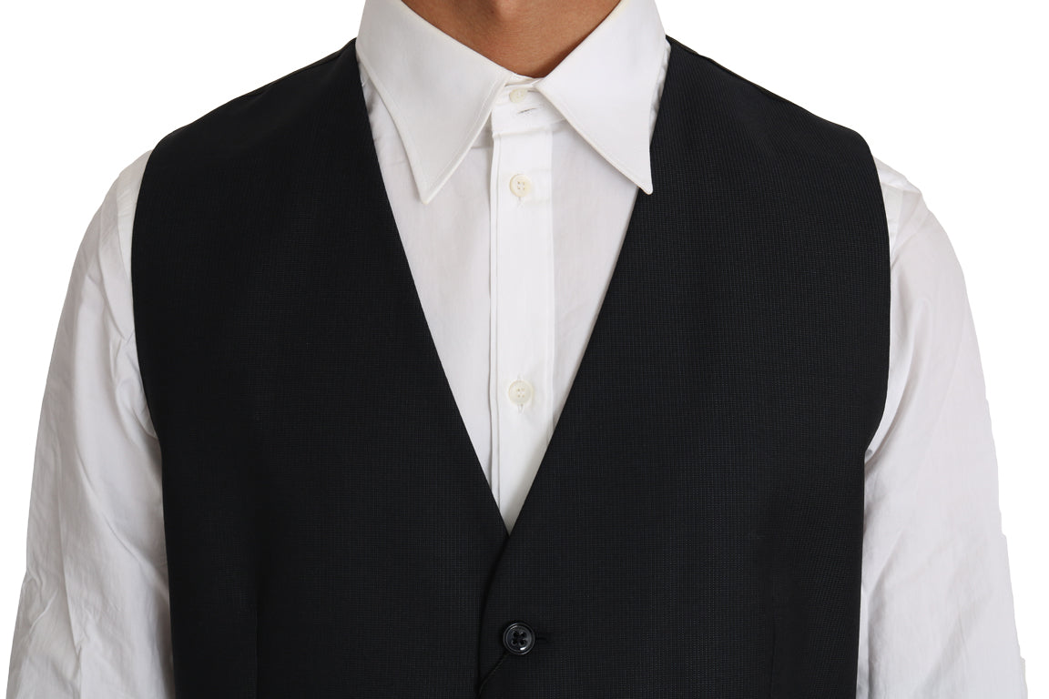 Dolce &amp; Gabbana Élégant gilet gris slim en laine et soie