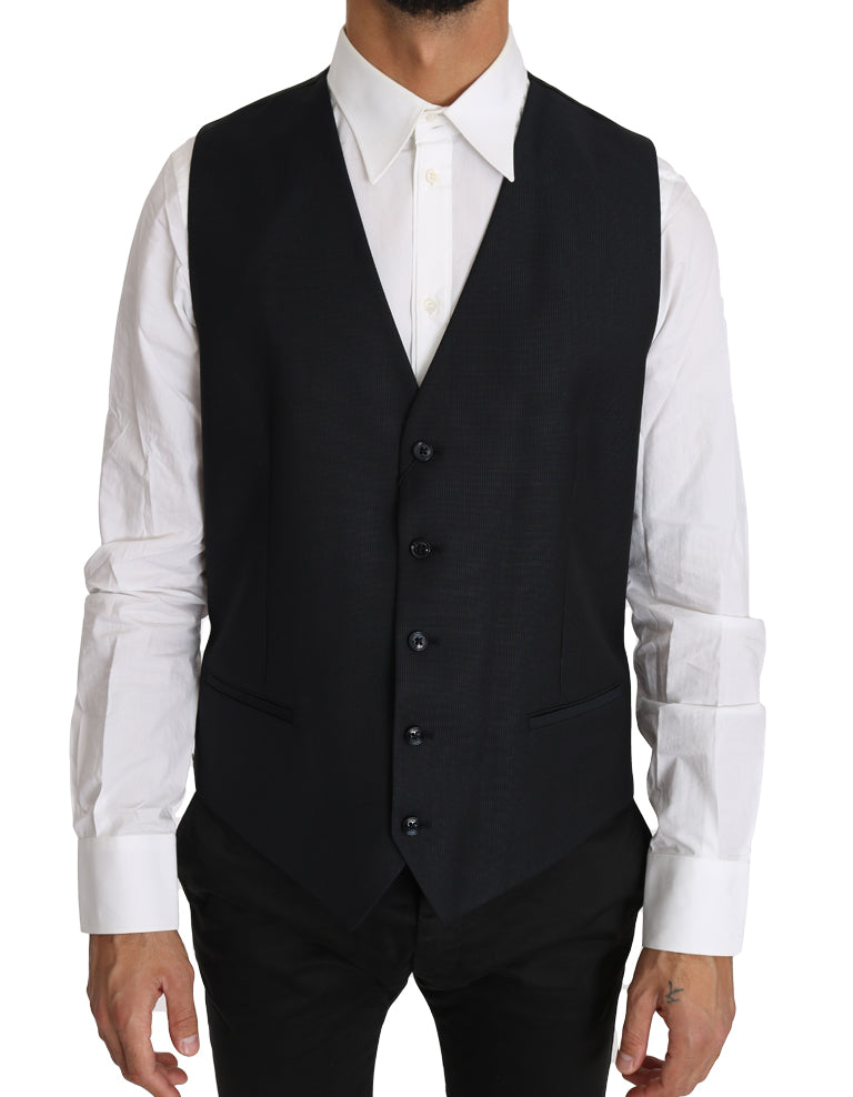 Dolce &amp; Gabbana Élégant gilet gris slim en laine et soie