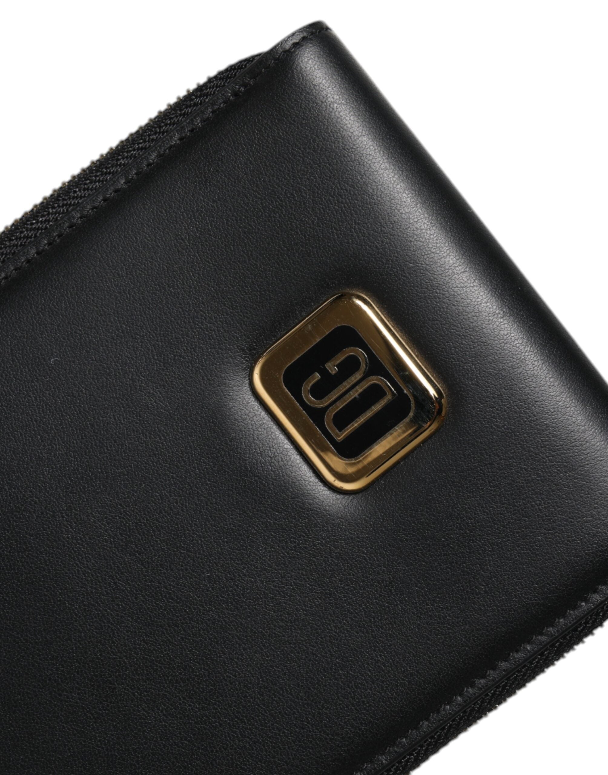 Portefeuille tour de cou en cuir noir Dolce &amp; Gabbana avec plaque logo et porte-cartes