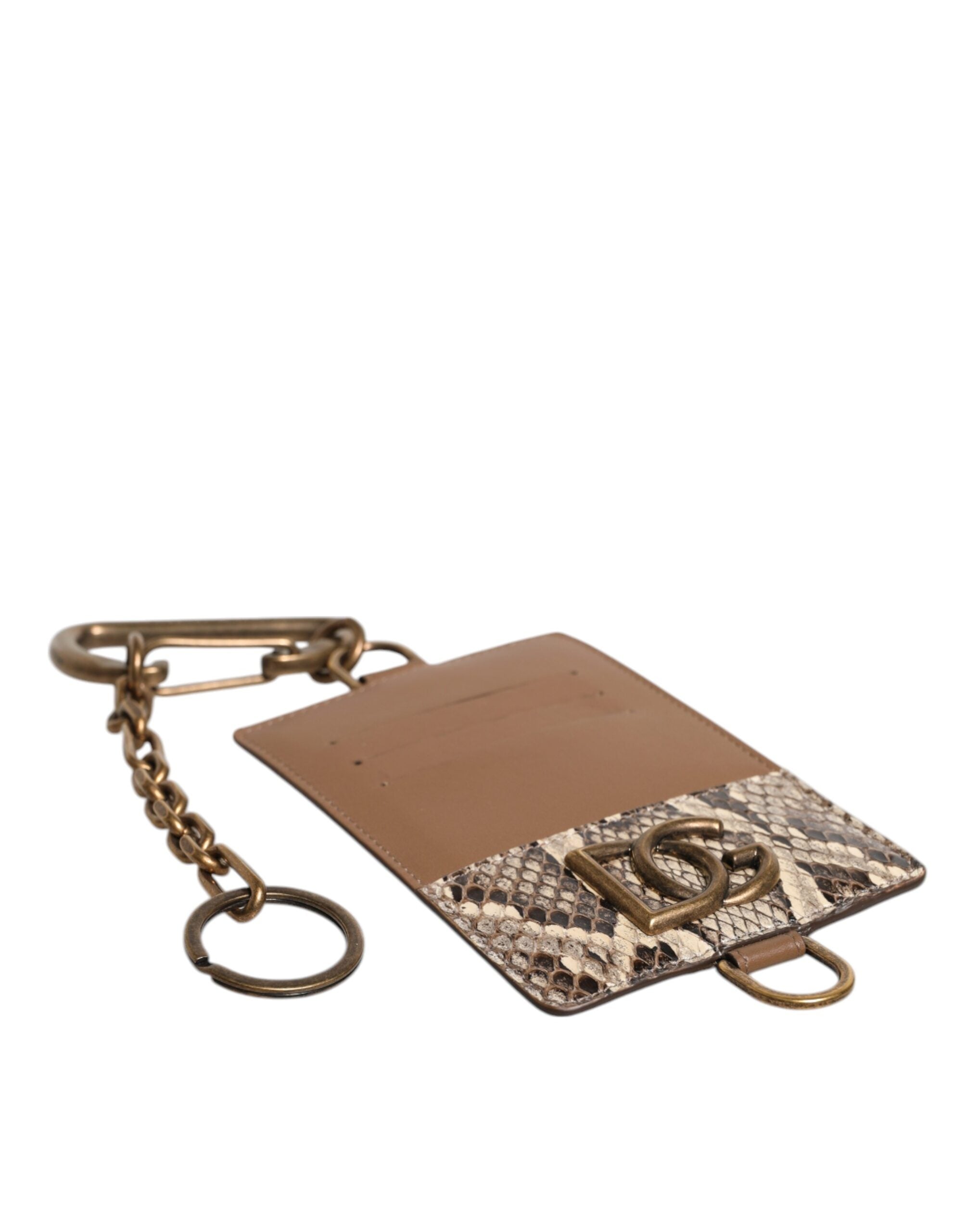 Porte-cartes en cuir exotique marron Dolce &amp; Gabbana avec logo DG