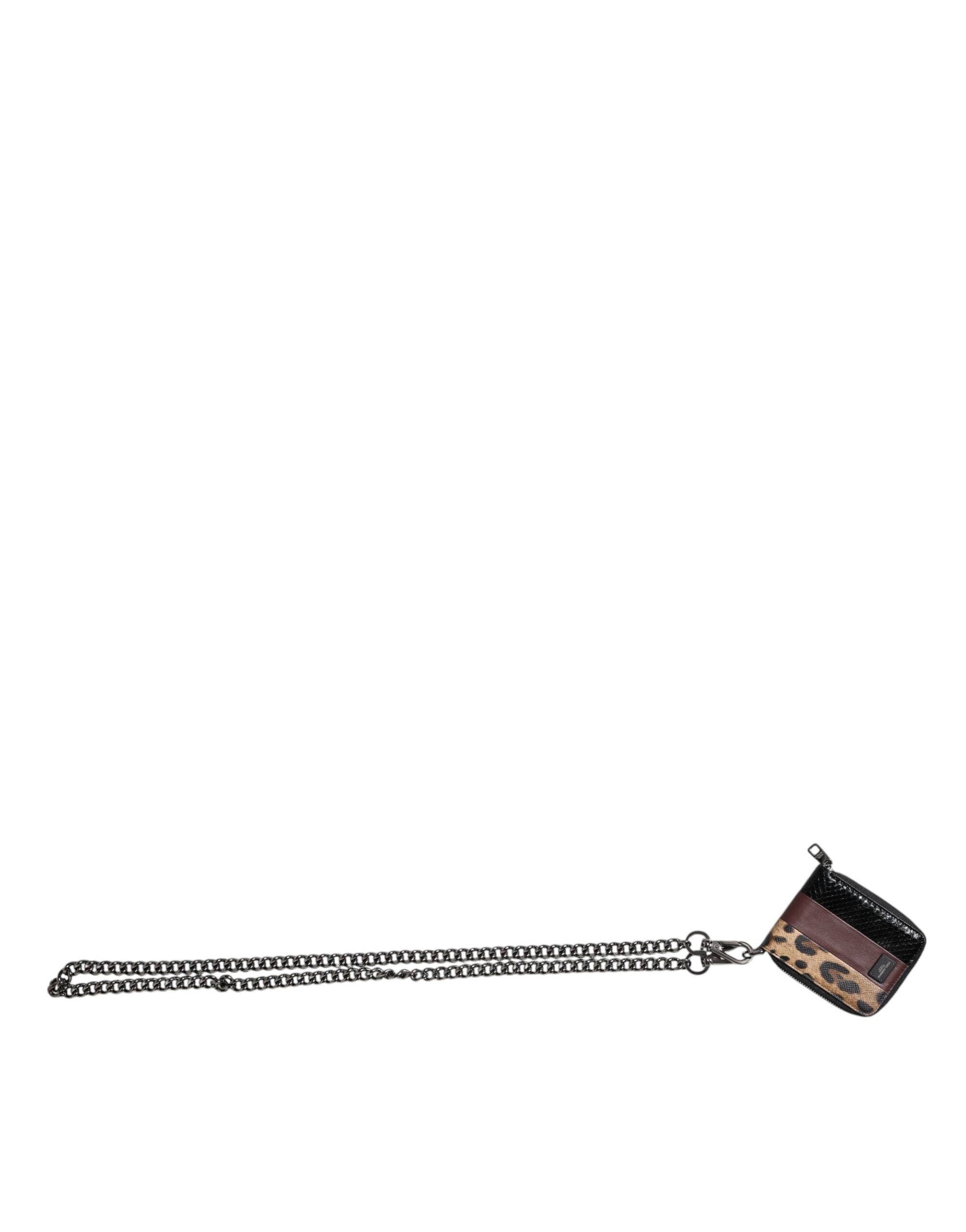 Portefeuille porte-cartes à deux volets Dolce &amp; Gabbana en cuir léopard multicolore DG
